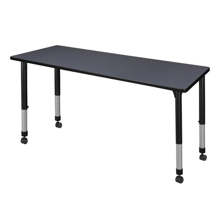 Regency Rectangular Mobile Tables, 60 W, 30 L, 23-34 H, Wood, Metal, Grey MT6030GYAPCBK